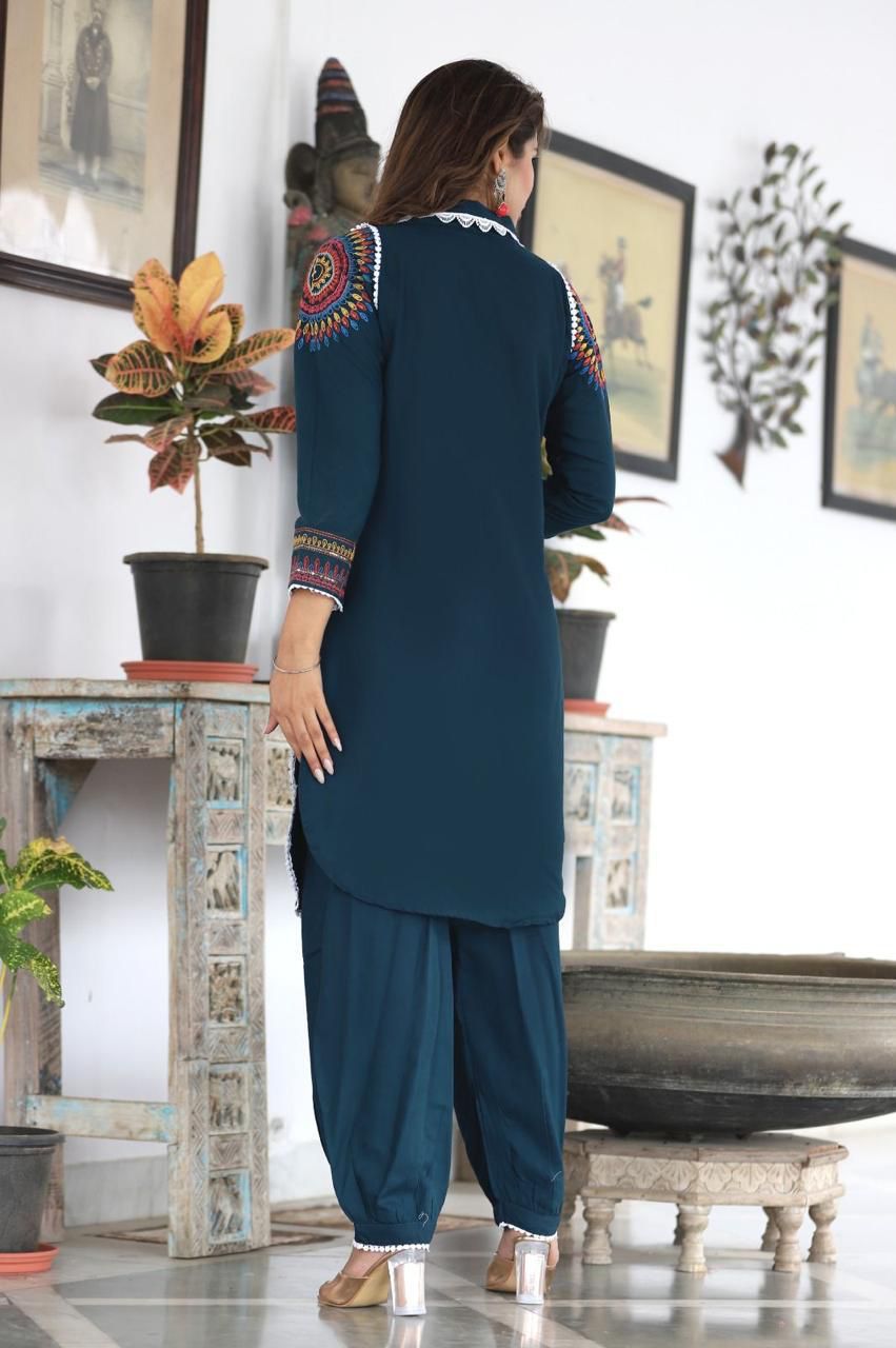 Afghani Cord Set with Embroidery Sleeves and Lace
