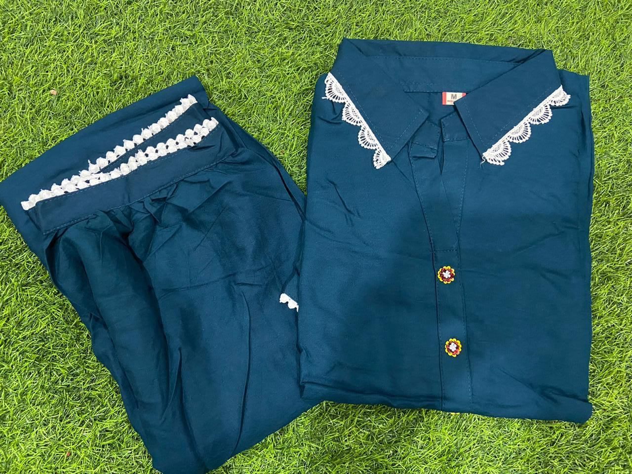 Afghani Cord Set with Embroidery Sleeves and Lace