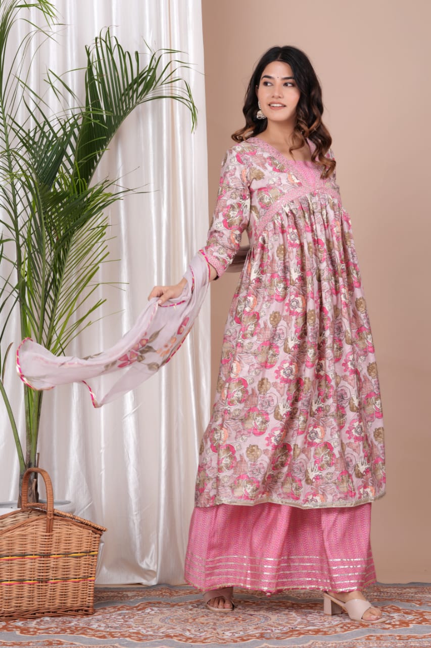 Muslin Aaliya Style Dress with Nayraa Cut and Sequin Work