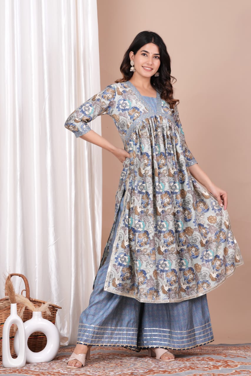 Muslin Aaliya Style Dress with Nayraa Cut and Sequin Work