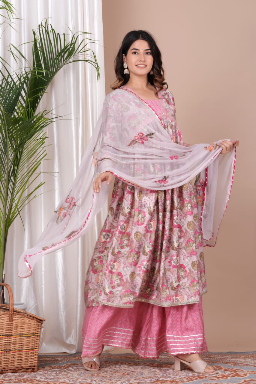 Muslin Aaliya Style Dress with Nayraa Cut and Sequin Work