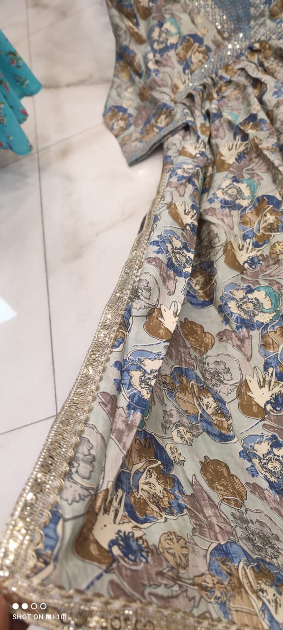 Muslin Aaliya Style Dress with Nayraa Cut and Sequin Work