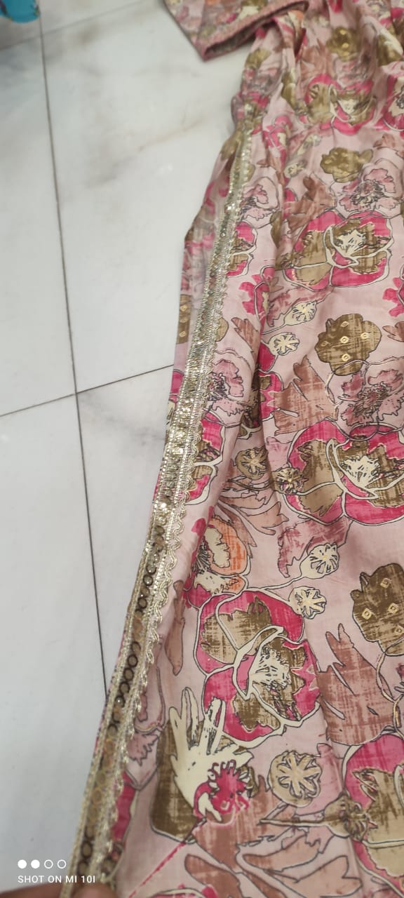 Muslin Aaliya Style Dress with Nayraa Cut and Sequin Work