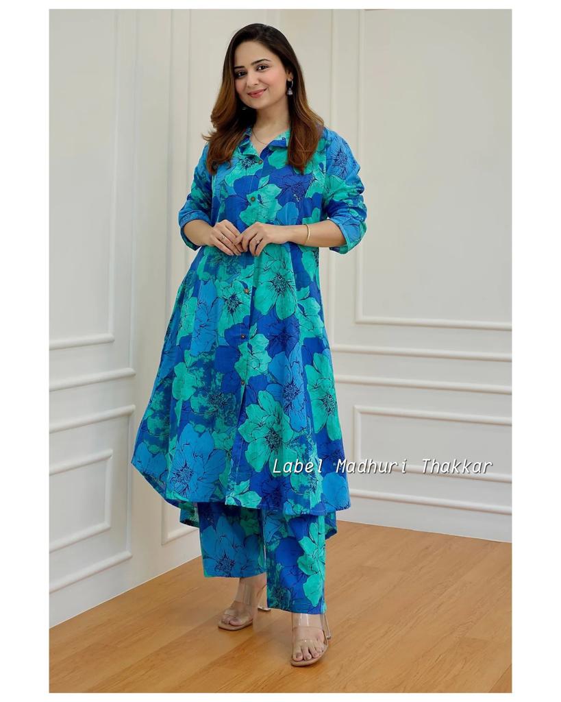Blue Cotton Co-ord Set