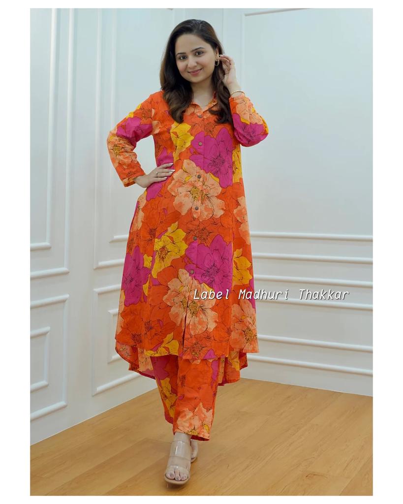 Orange Cotton Co-ord Set