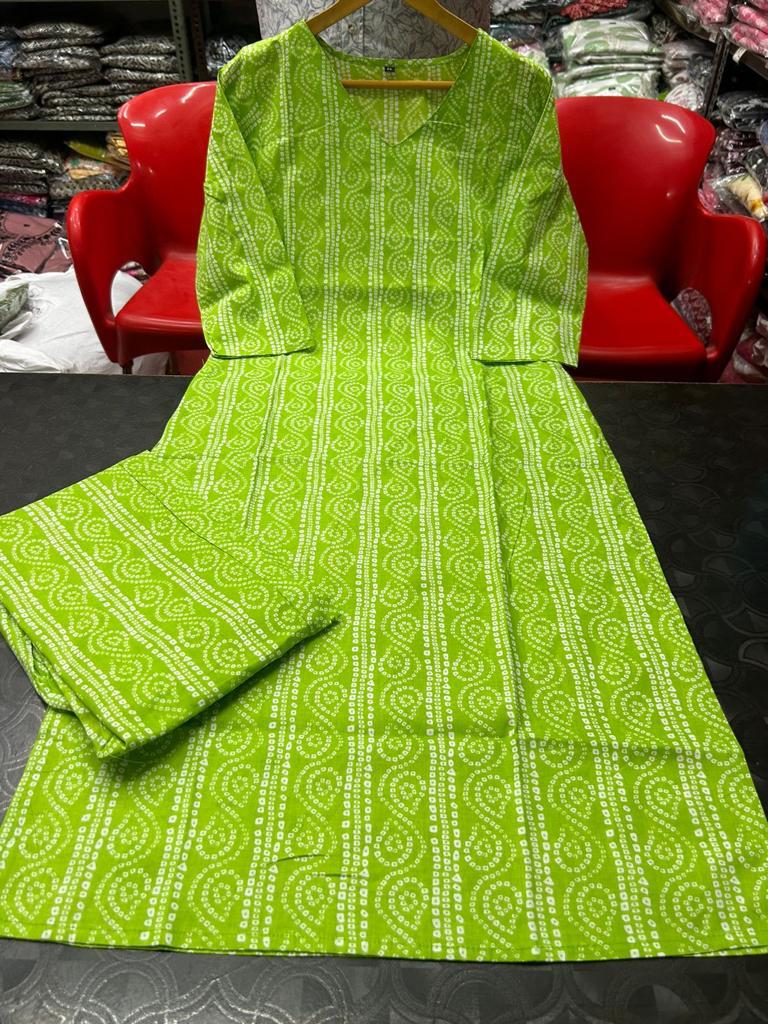 Bandhani Printed Cotton Kurta with Pant Set