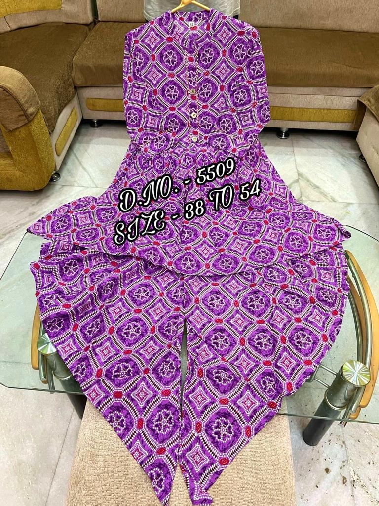 Rayon Kurti with Metal Buttons and Gotta Detailing, Paired with Rayon Tulip Dhoti Set