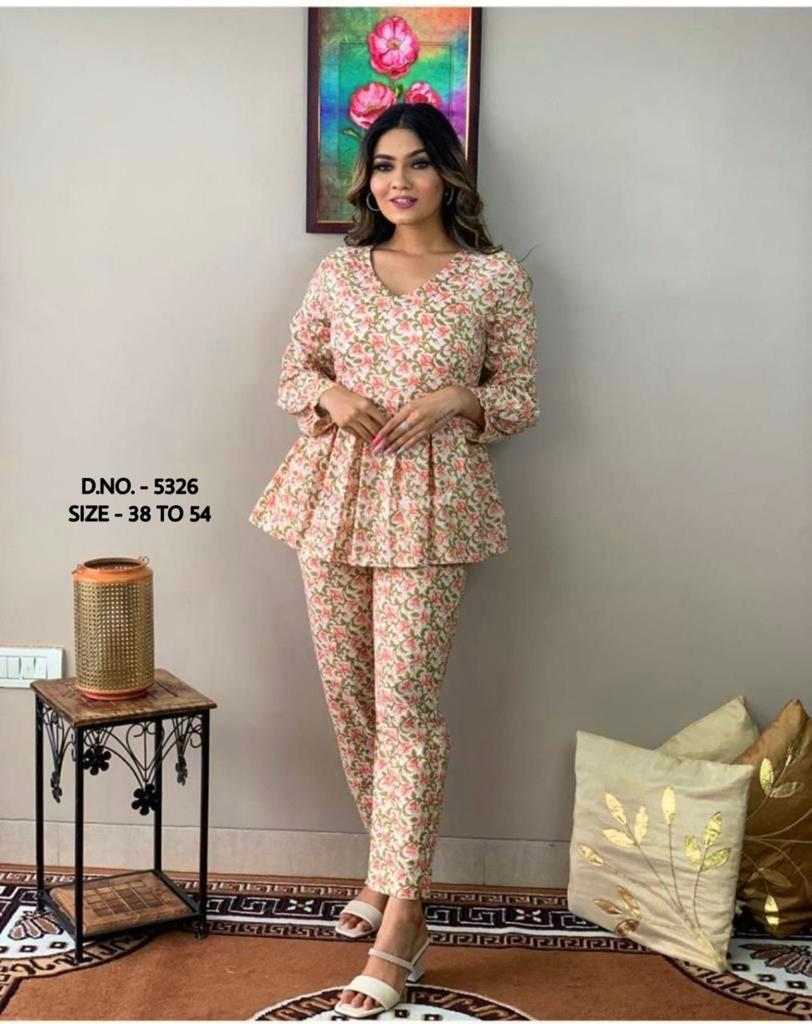 Hand Block Printed Rayon Kurti Set