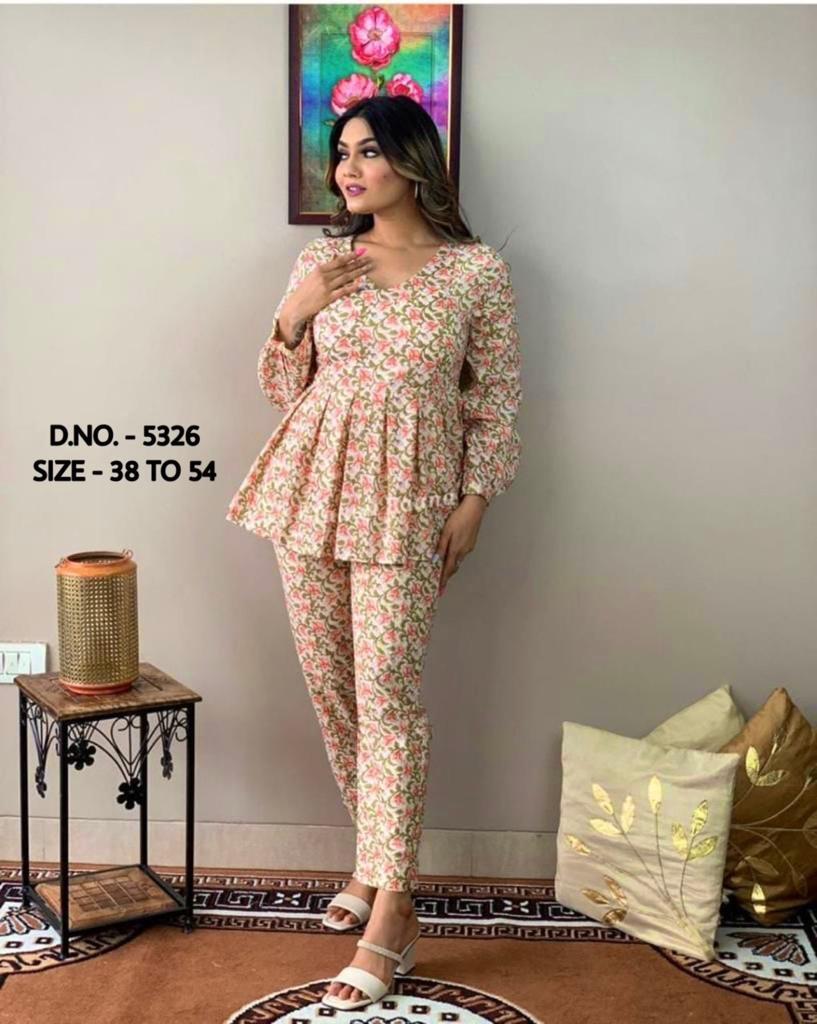 Hand Block Printed Rayon Kurti Set