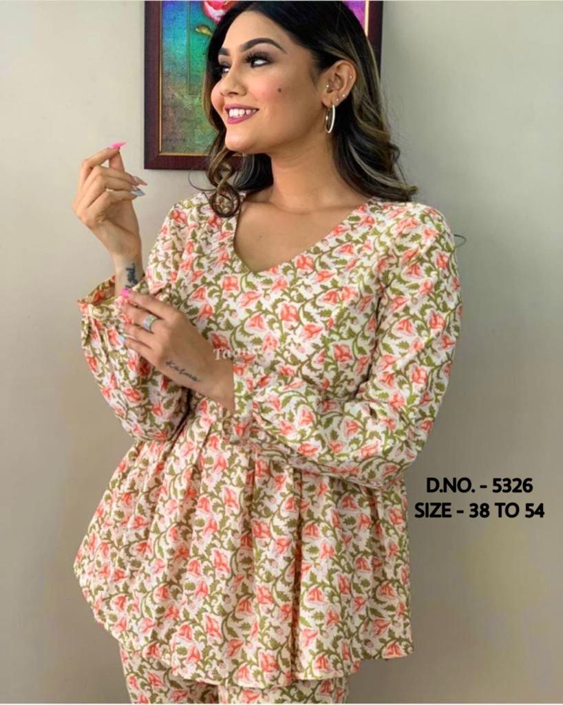 Hand Block Printed Rayon Kurti Set