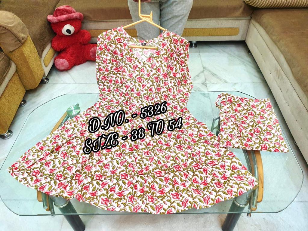 Hand Block Printed Rayon Kurti Set