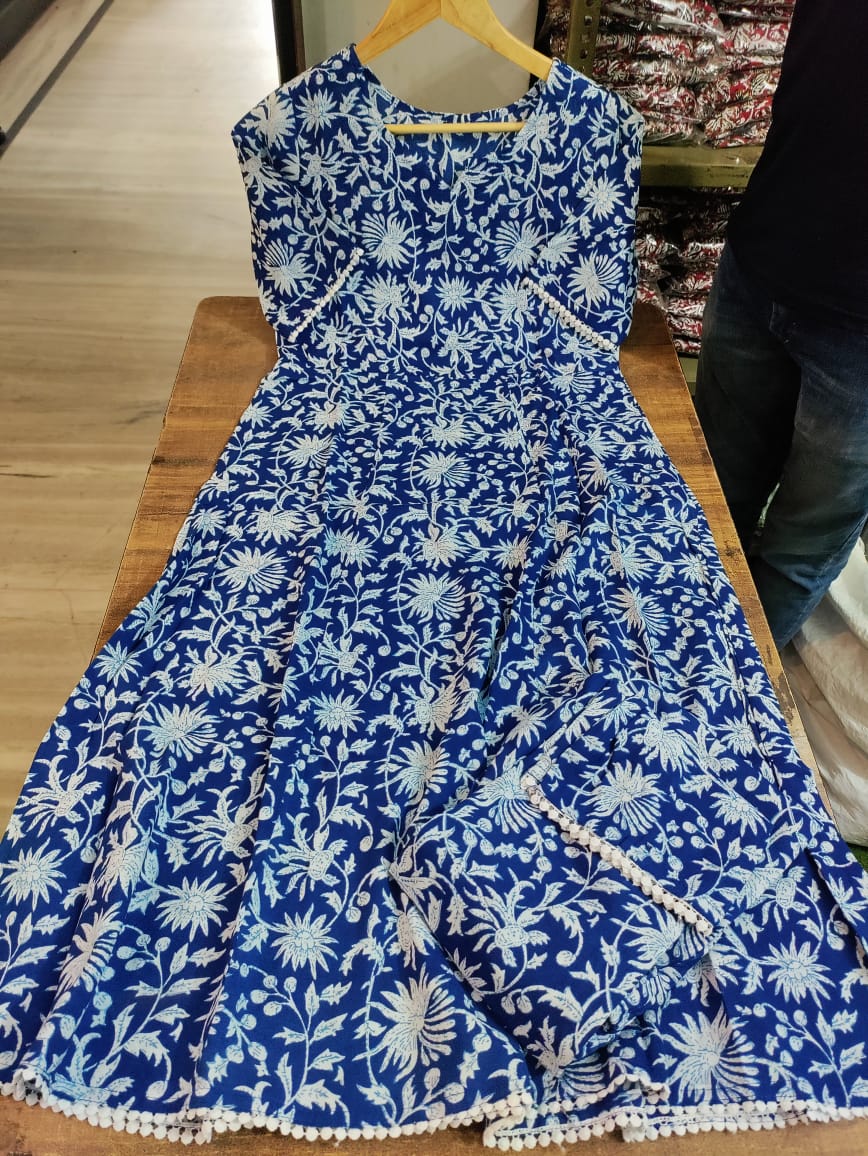 Kalamkari Flair Gown with Palazzo Set in Procine Print and Lacework