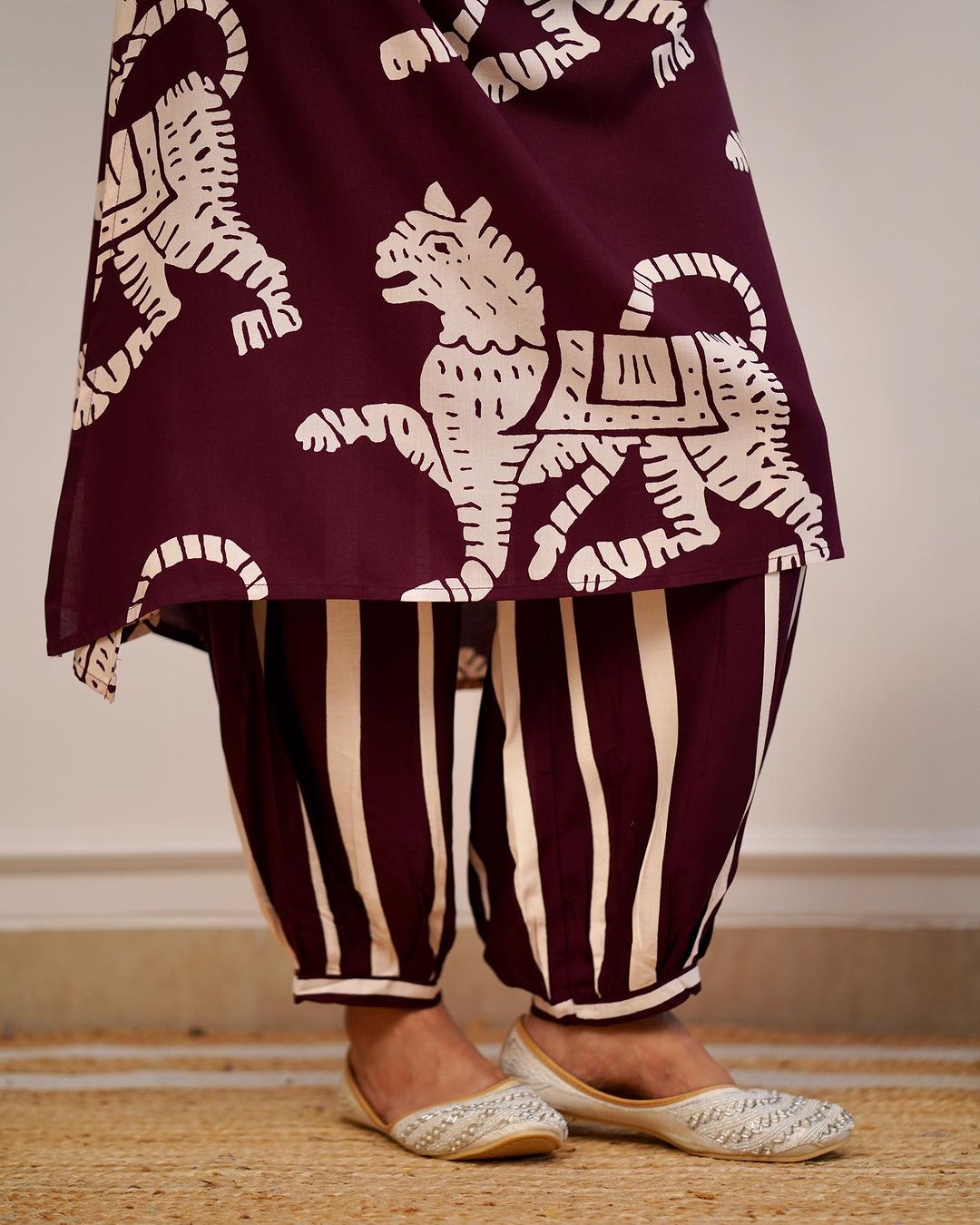 Rayon Kurta Cord Set with Handwork on Neck