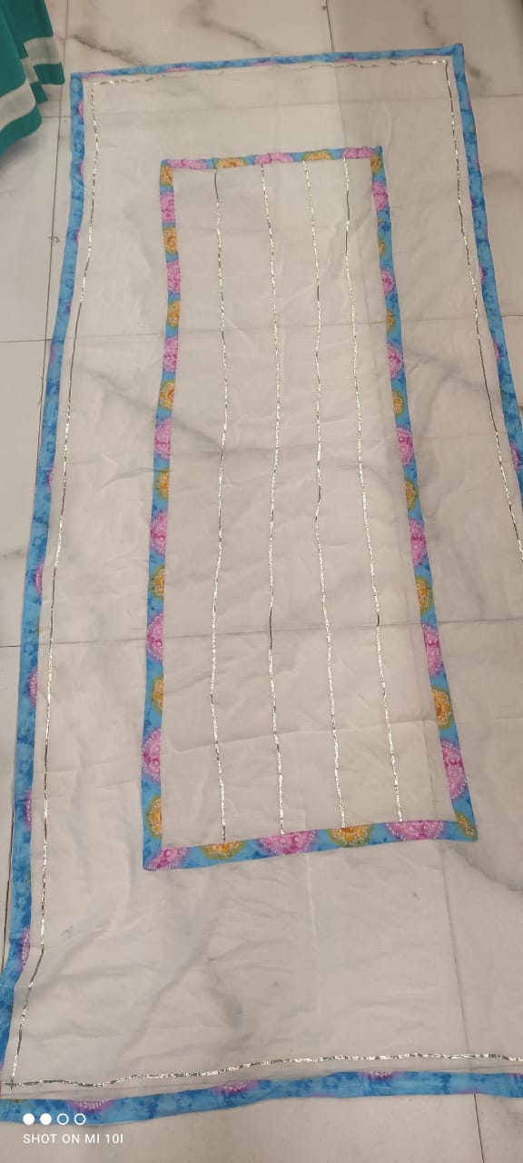 Chicken Shifli Hand-Block Printed Cotton Kurti, Pant, and Mulmul Dupatta Set