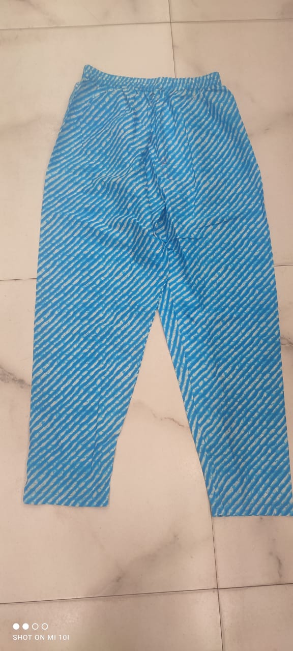 Chicken Shifli Hand-Block Printed Cotton Kurti, Pant, and Mulmul Dupatta Set