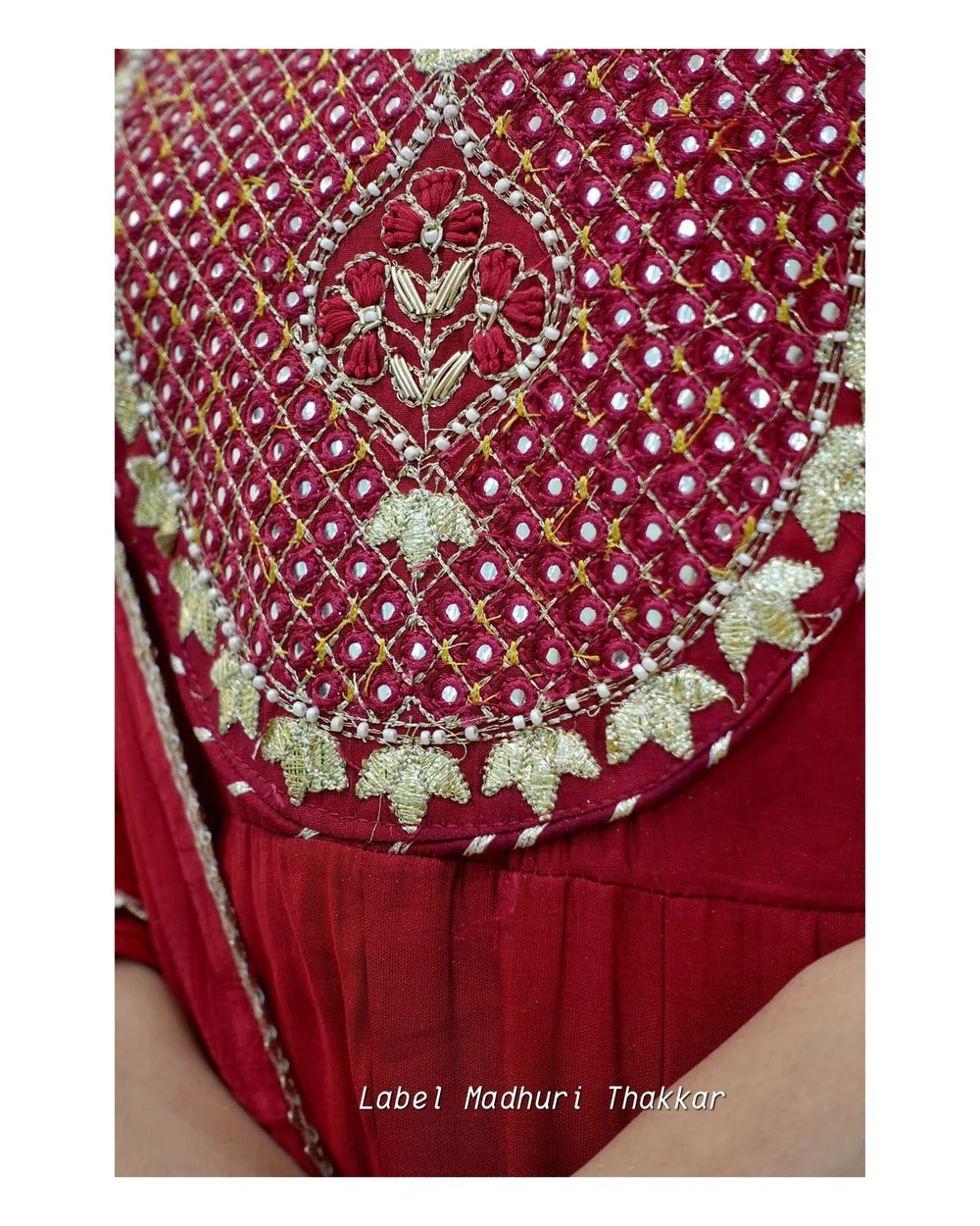 Red Embroidered Rayon Kurti Set with Mulmul Dupatta