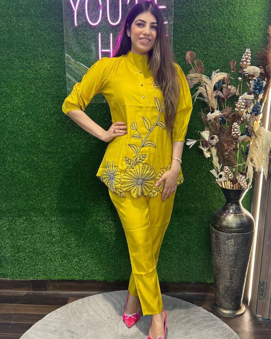 Rayon Co-ord Set with Embroidery Work