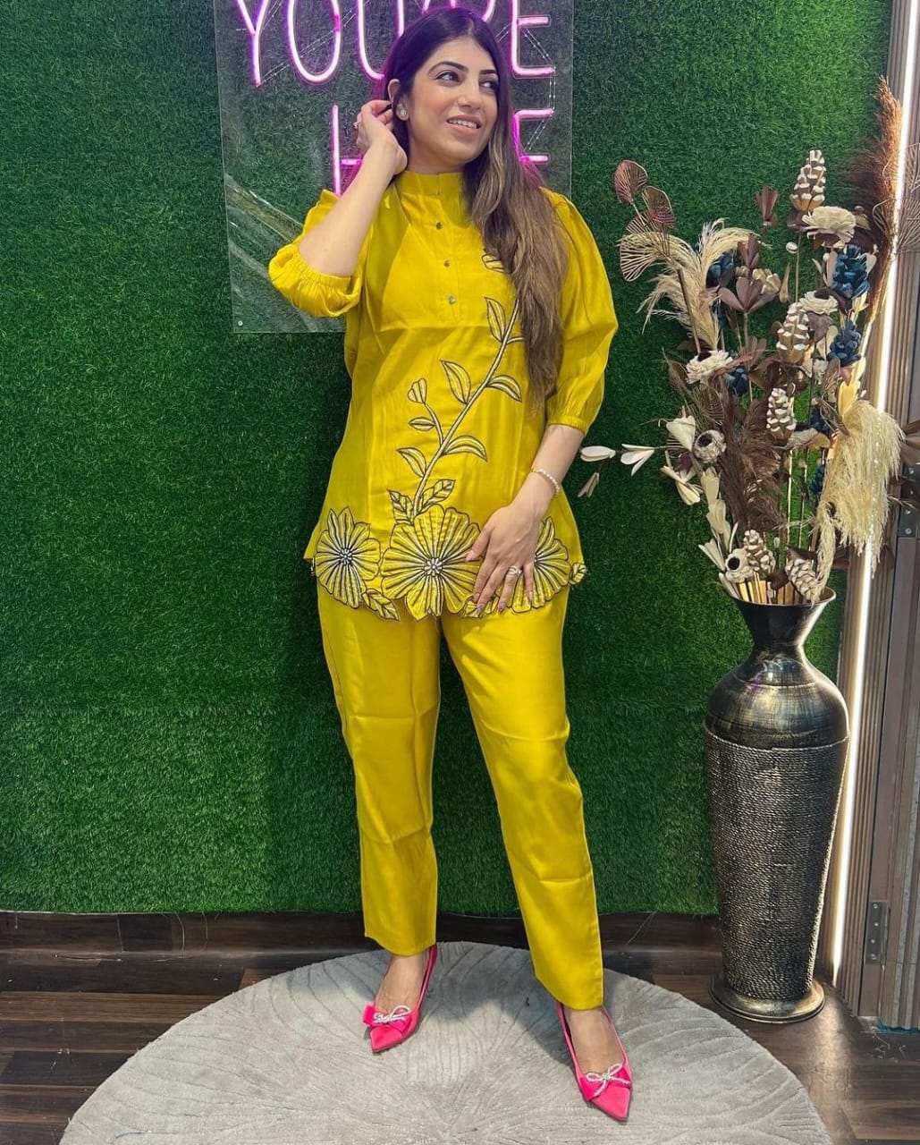 Rayon Co-ord Set with Embroidery Work