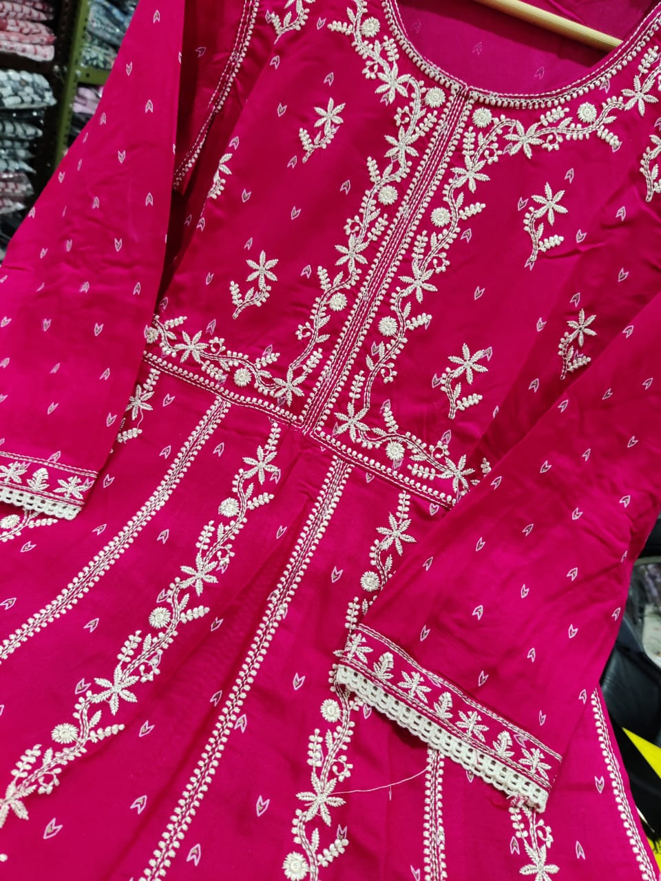 Rayon Embroidered Gown Suit with Pant Set