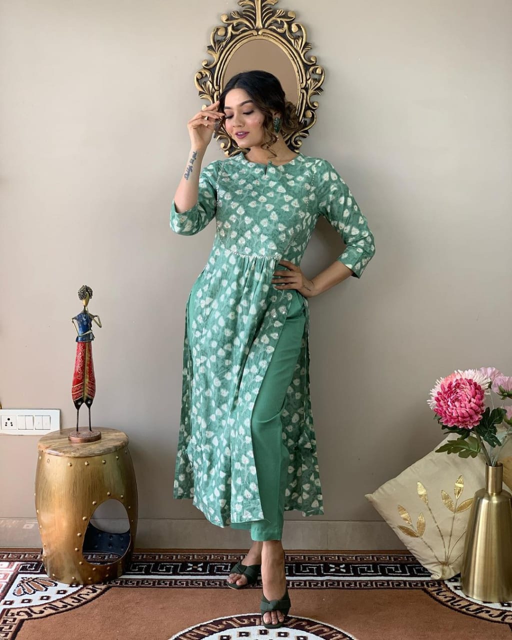 Hand Block Print Cotton Kurta Pant Set