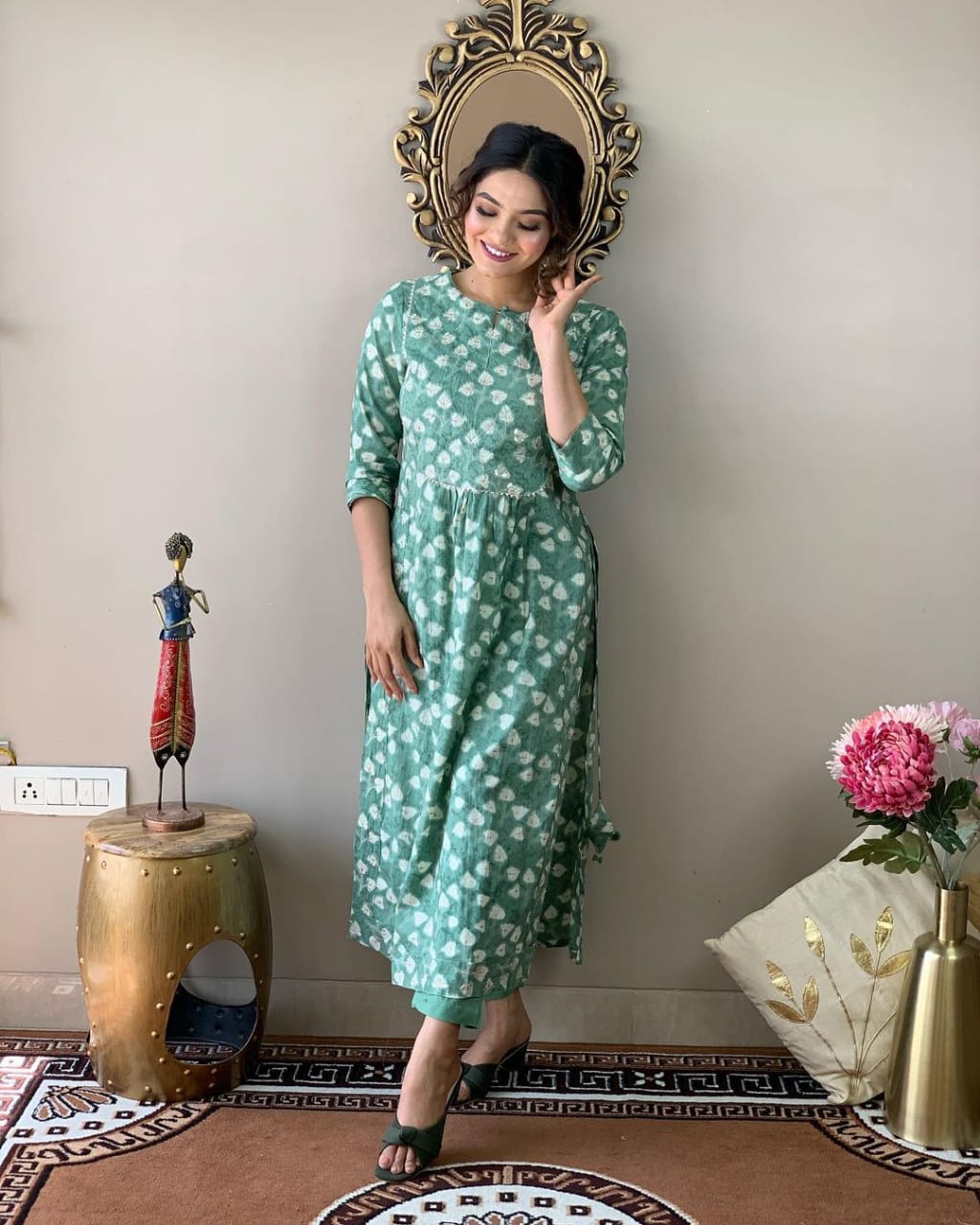 Hand Block Print Cotton Kurta Pant Set