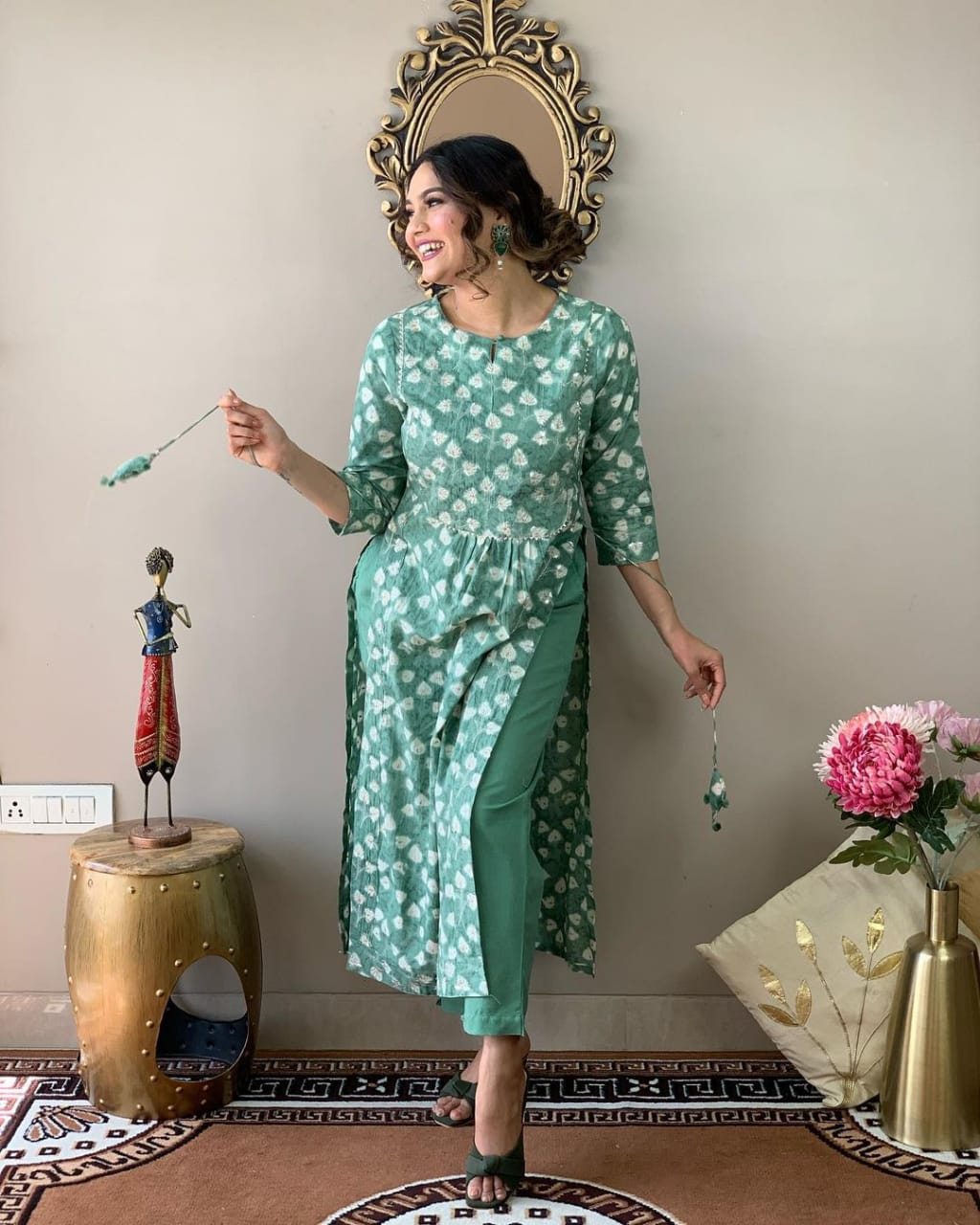 Hand Block Print Cotton Kurta Pant Set