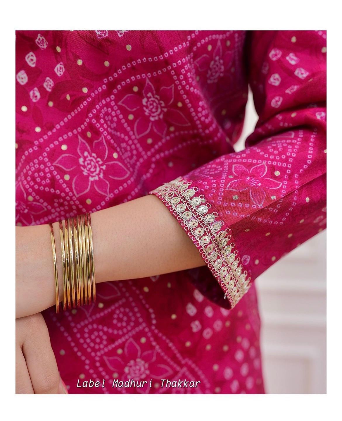 Bandhani Printed Afghani Suit Set with Sequence Embroidery