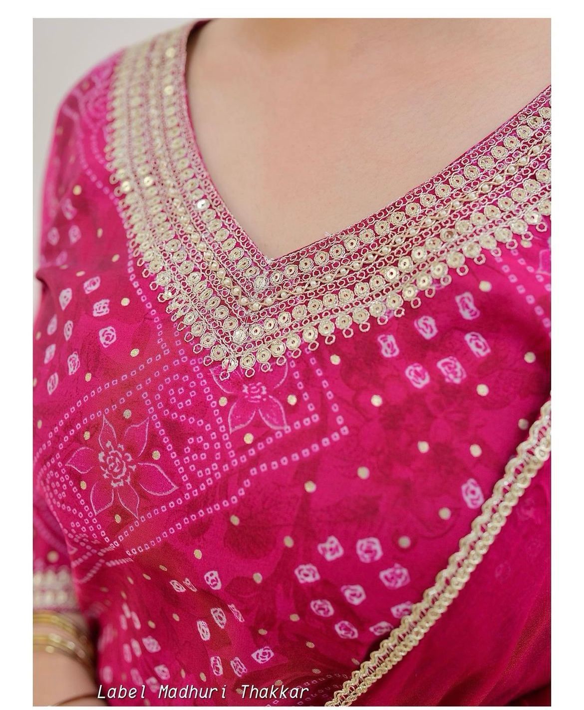 Bandhani Printed Afghani Suit Set with Sequence Embroidery