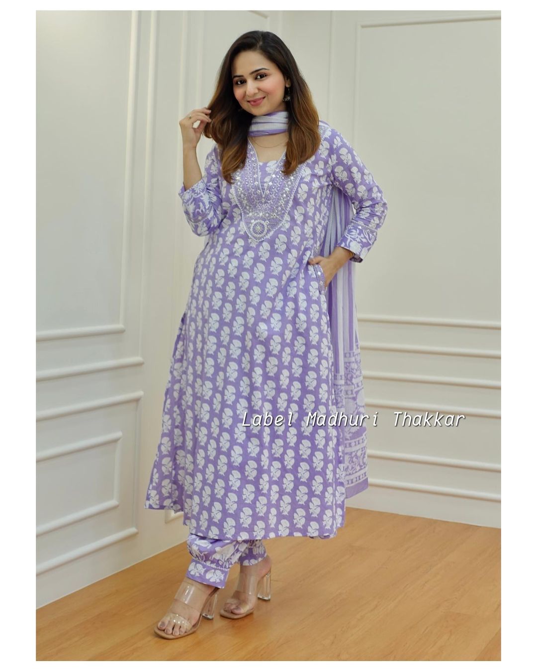 Sanganeri Block Print Cotton Kurta Set with Afghani Pant