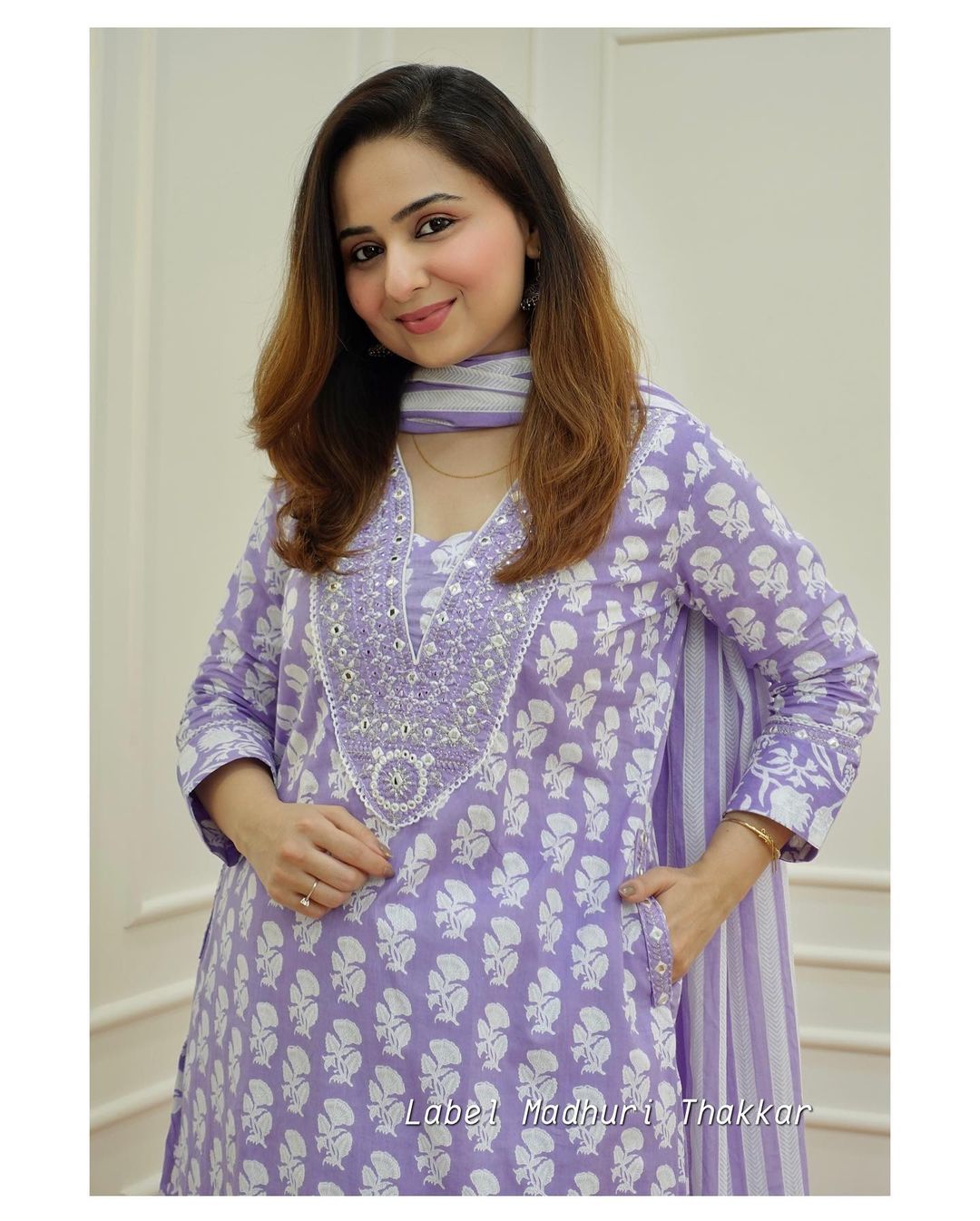 Sanganeri Block Print Cotton Kurta Set with Afghani Pant