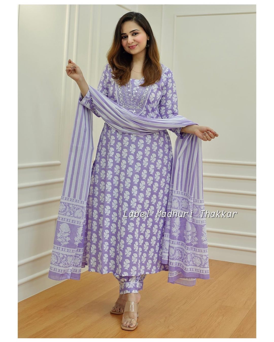 Sanganeri Block Print Cotton Kurta Set with Afghani Pant
