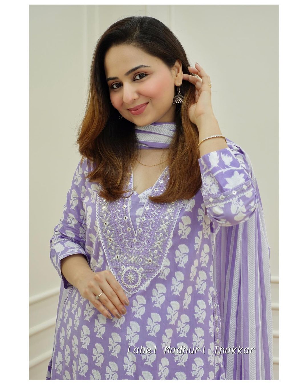 Sanganeri Block Print Cotton Kurta Set with Afghani Pant