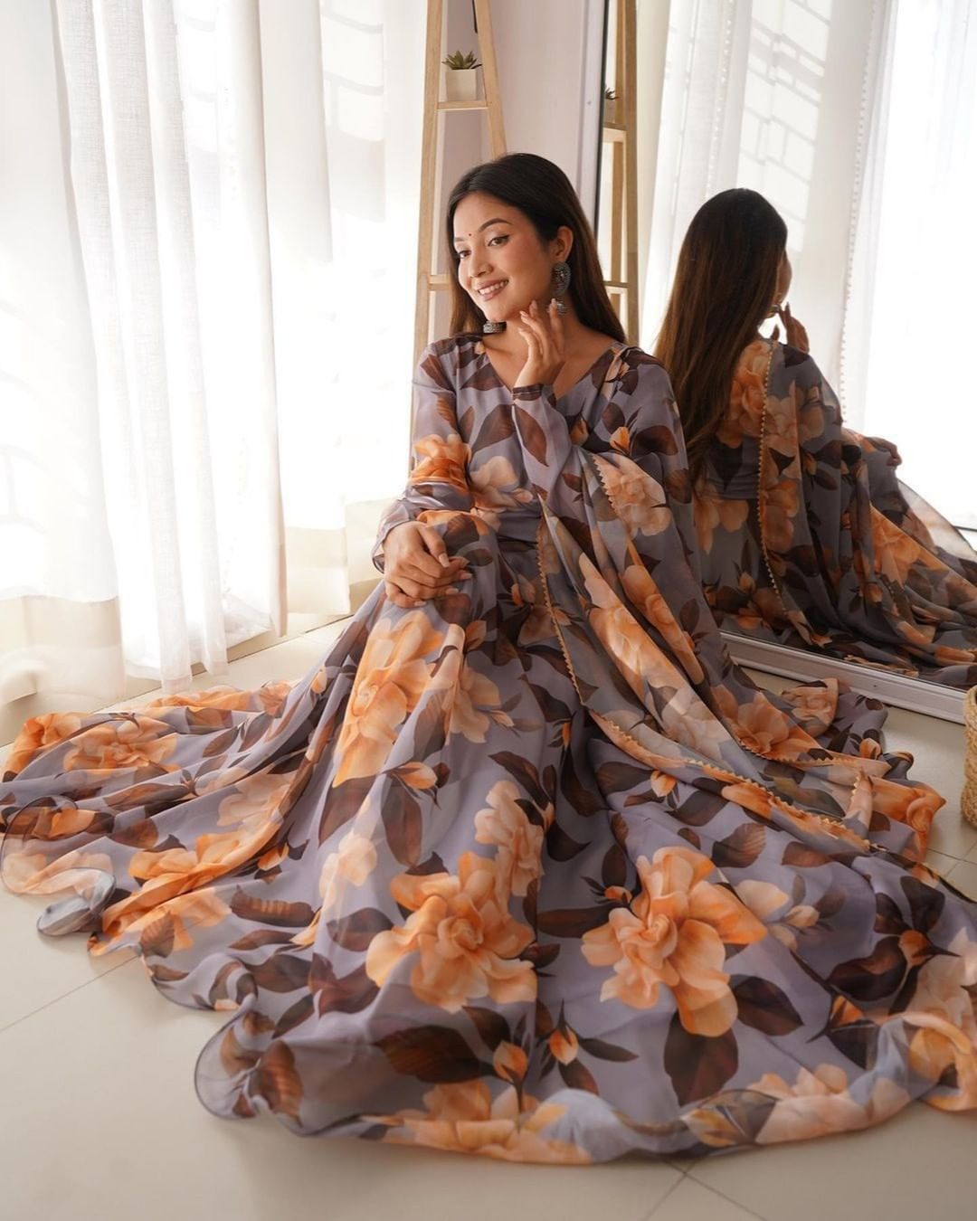 Fox Georgette Anarkali Gown with Digital Print