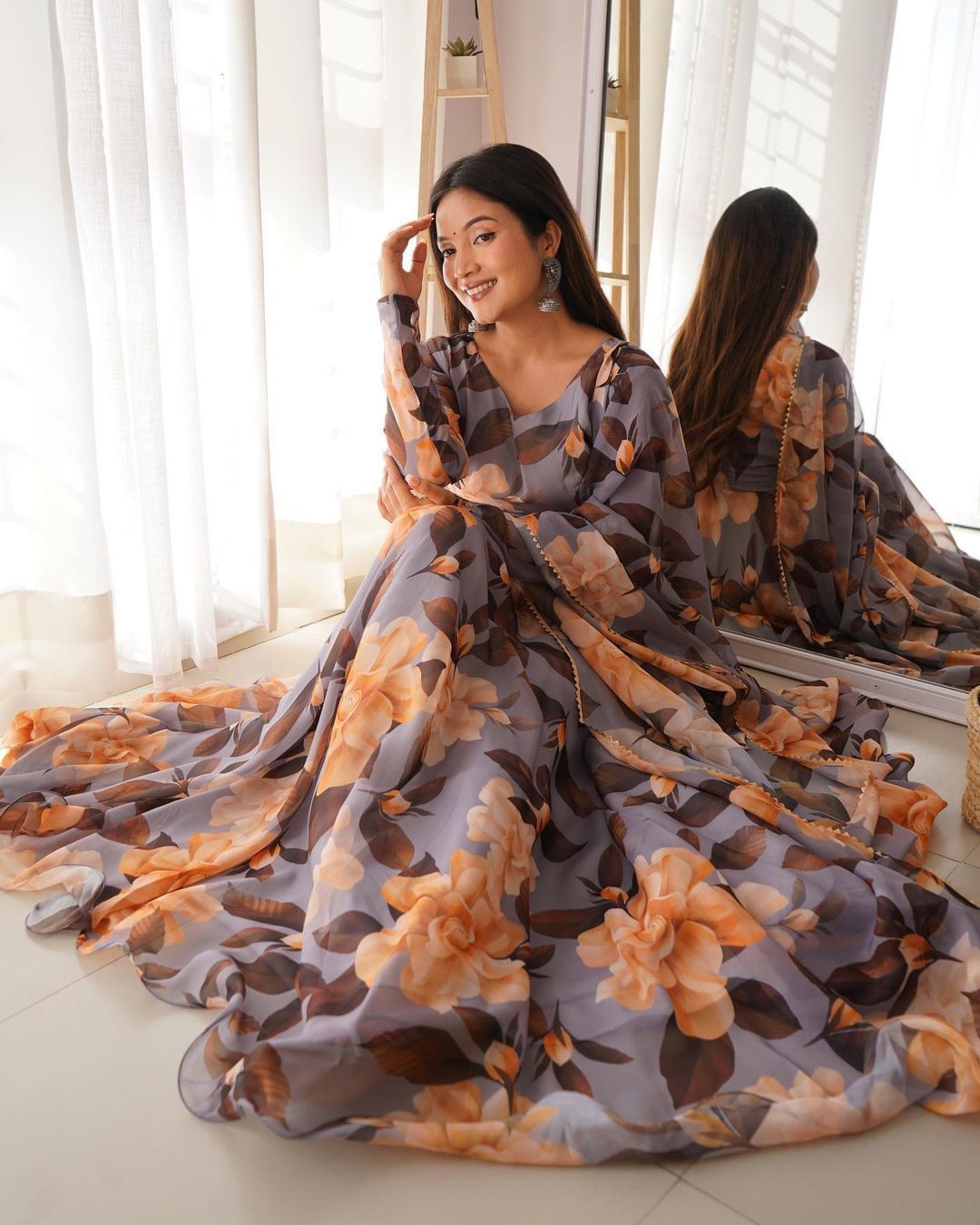 Fox Georgette Anarkali Gown with Digital Print
