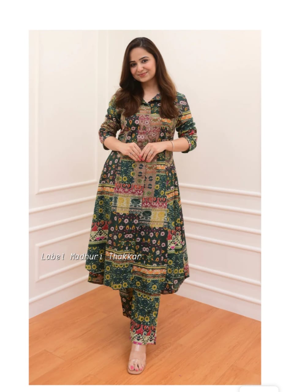 Slub Cotton Cord Set - Kurti and Pant