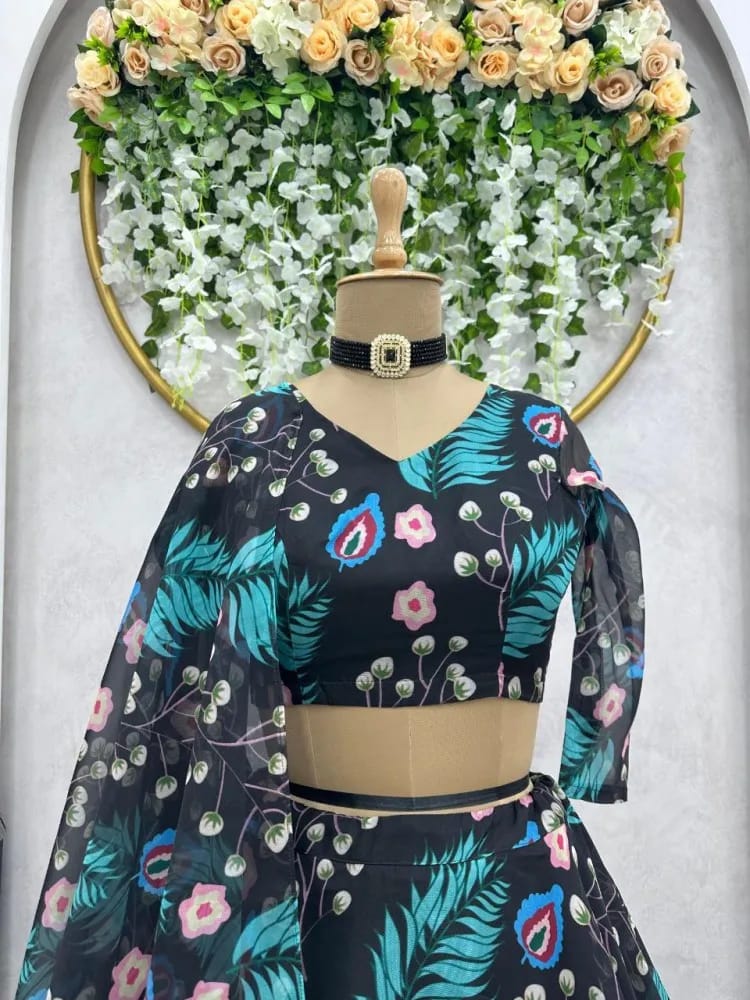 Tabby Silk Organza Lehenga Set with Digital Print