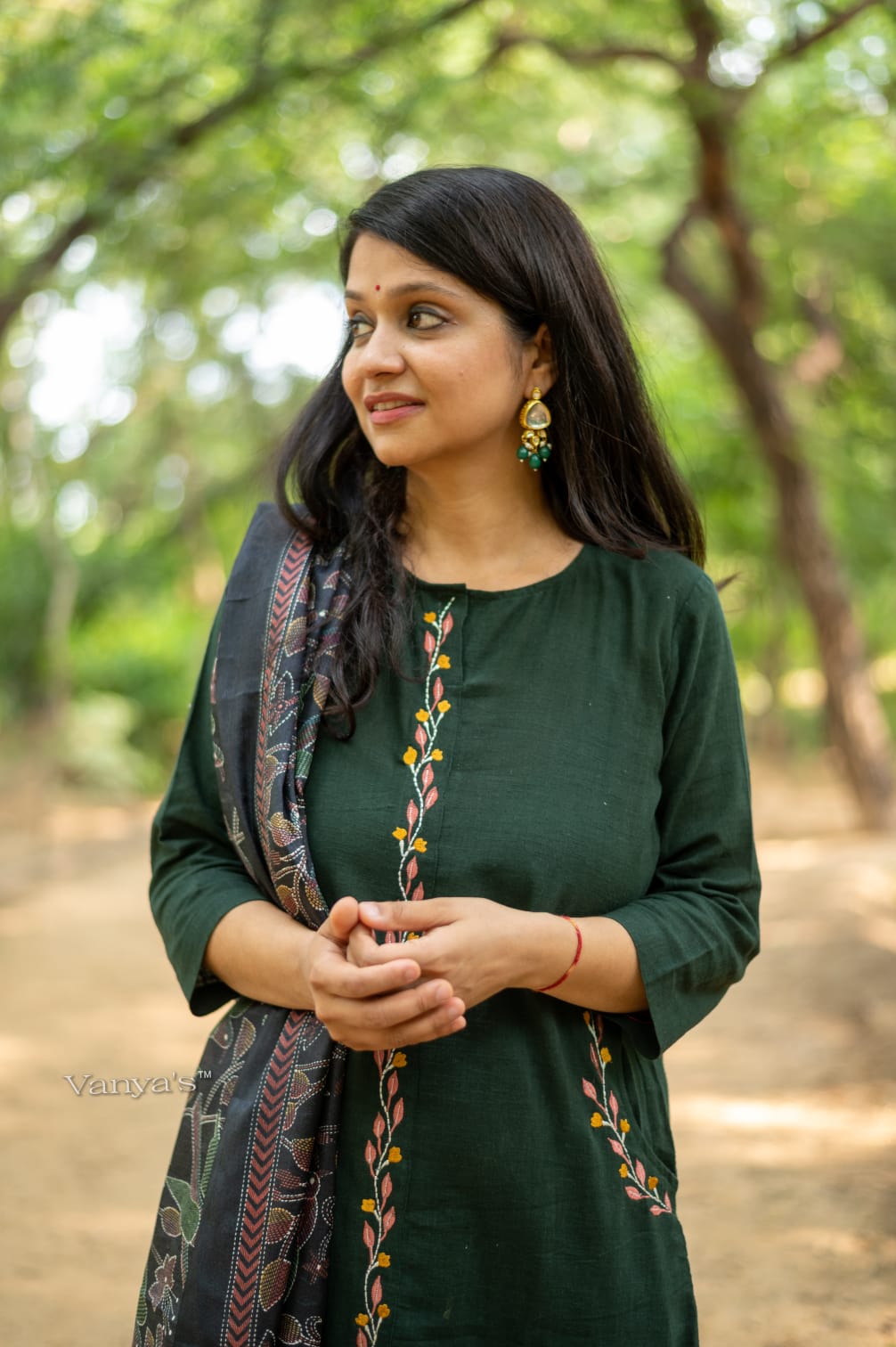 Handloom Cotton A-line Suit Set with Dupatta