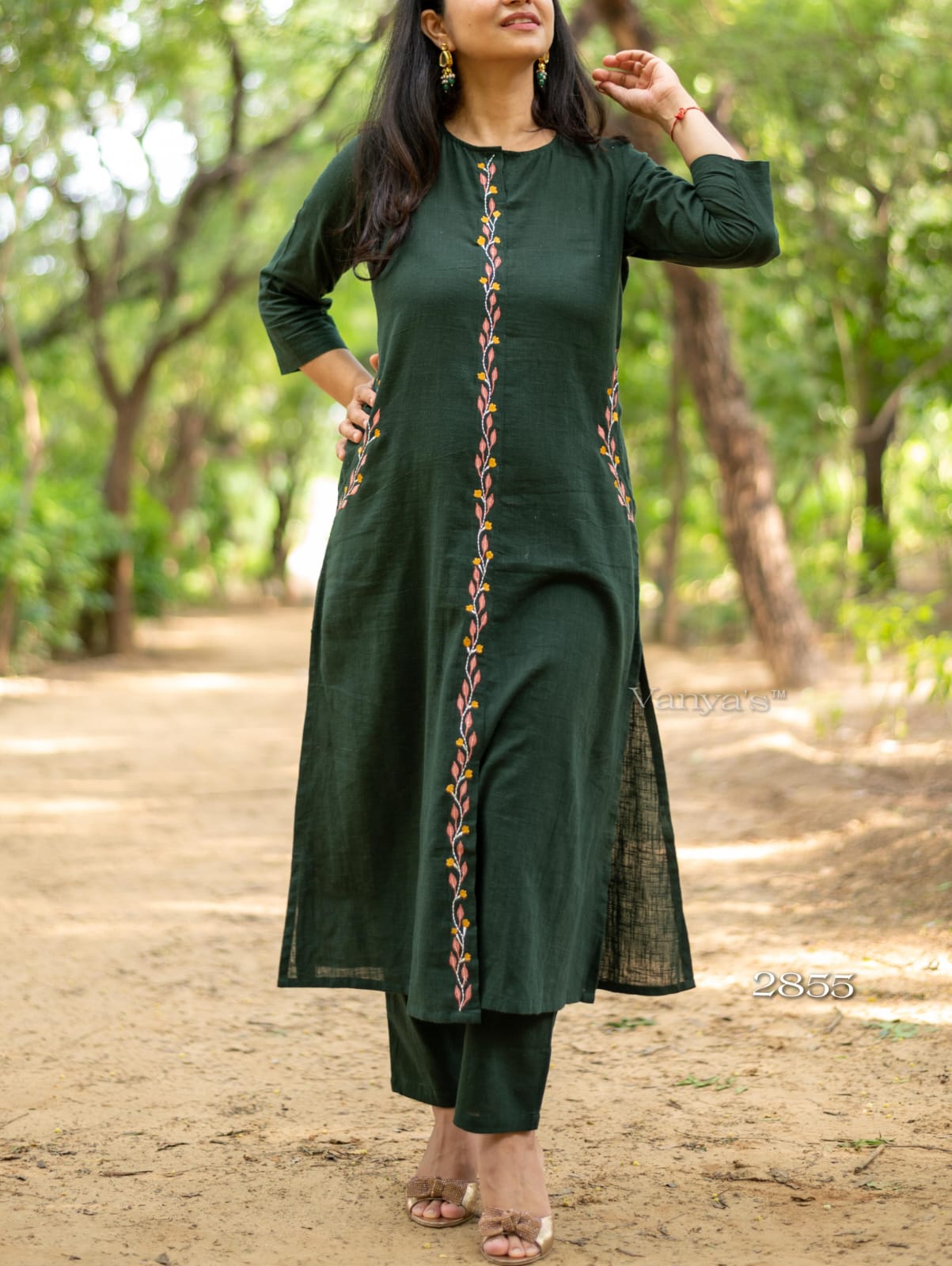 Handloom Cotton A-line Suit Set with Dupatta