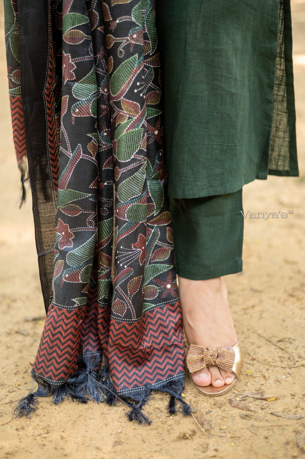 Handloom Cotton A-line Suit Set with Dupatta