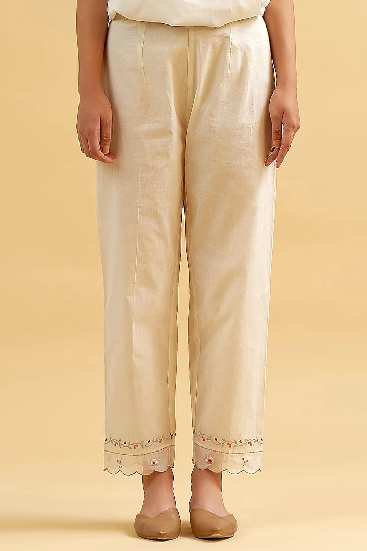 Threadwork Embroidered Cotton Kurta Pant Set