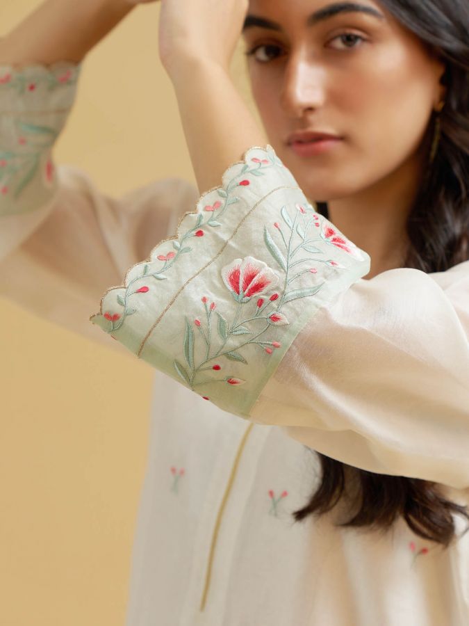 Threadwork Embroidered Cotton Kurta Pant Set