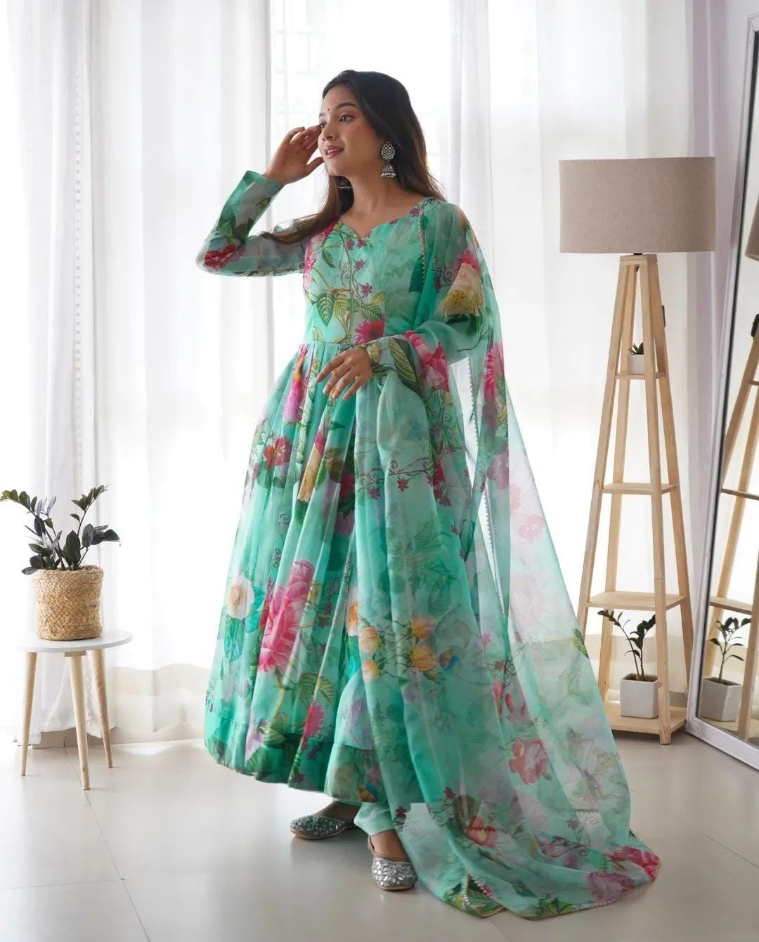 Tabby Silk Organza Digital Print Suit Set with Micro Inner and Canvas Patta