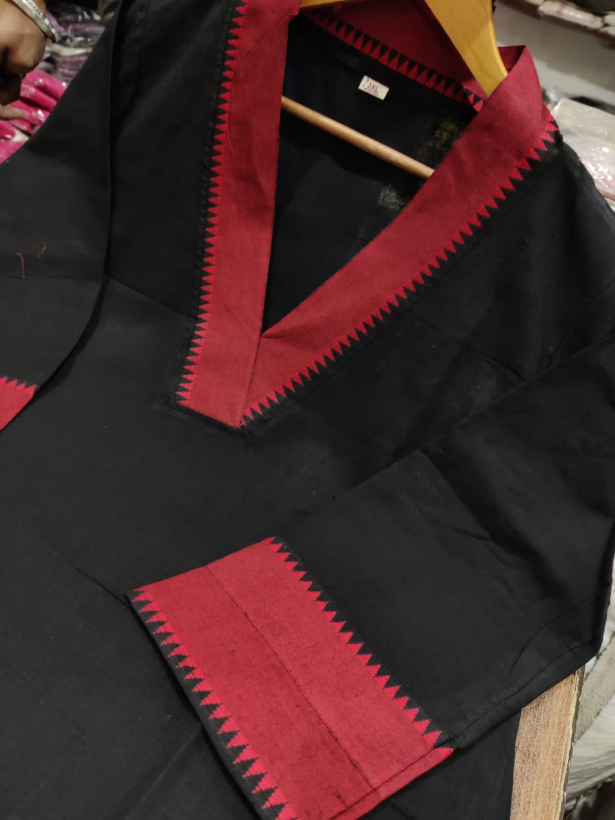 Temple Border Handloom South Cotton Kurta, Pant, and Dupatta Set