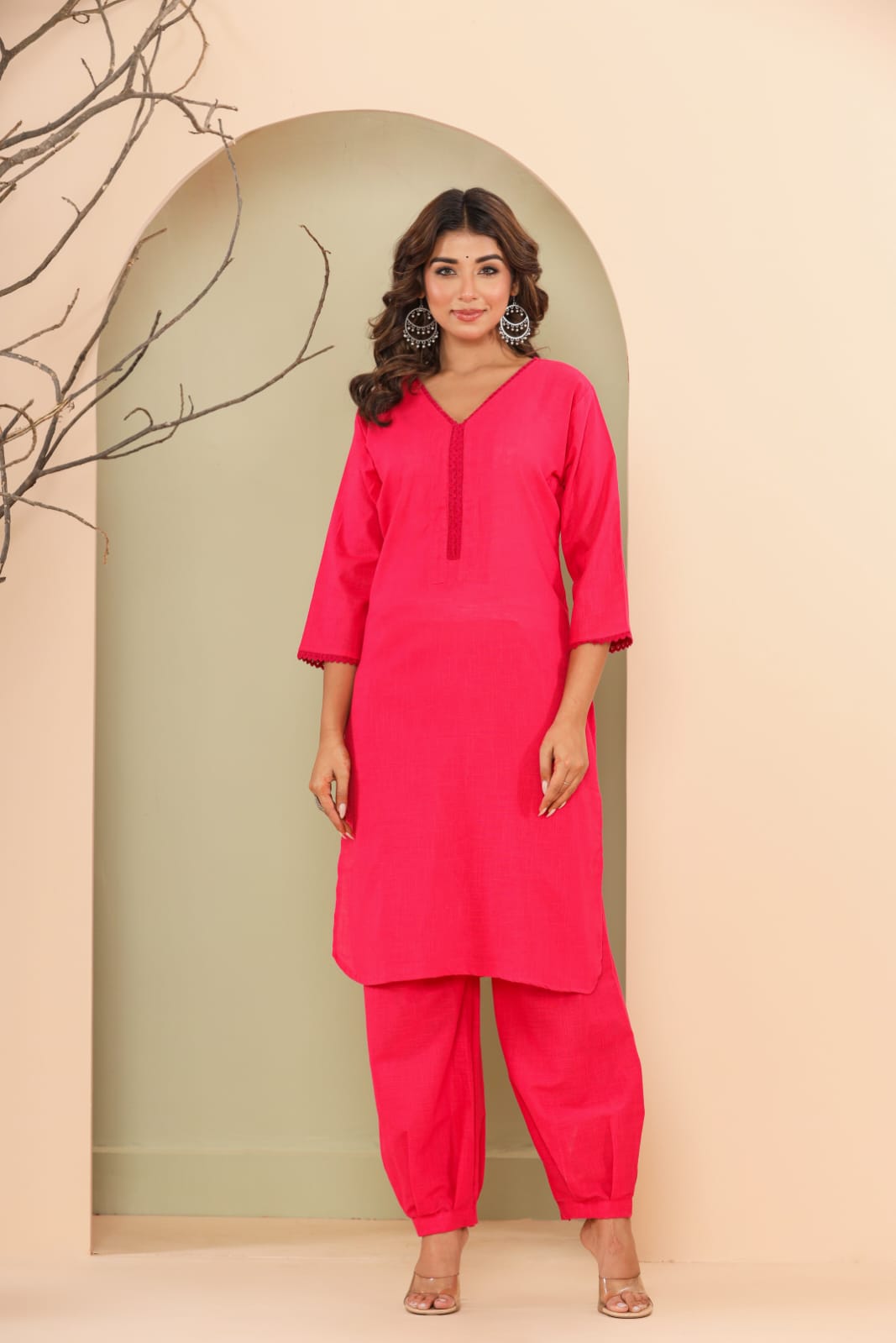 Monochrome Cotton Slub Kurta Pant Set