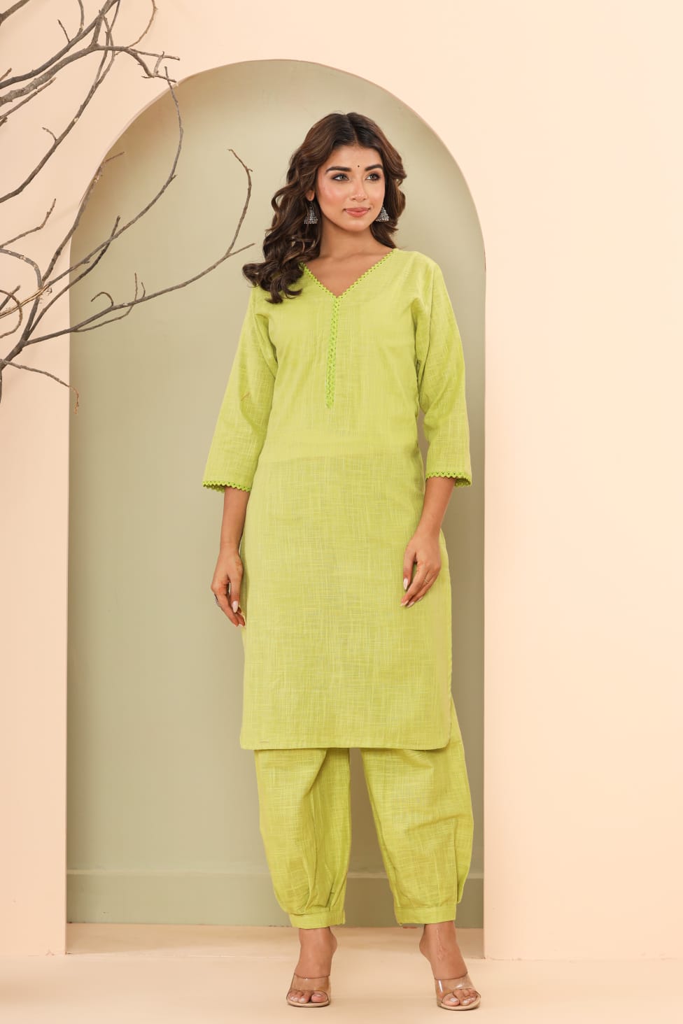 Monochrome Cotton Slub Kurta Pant Set