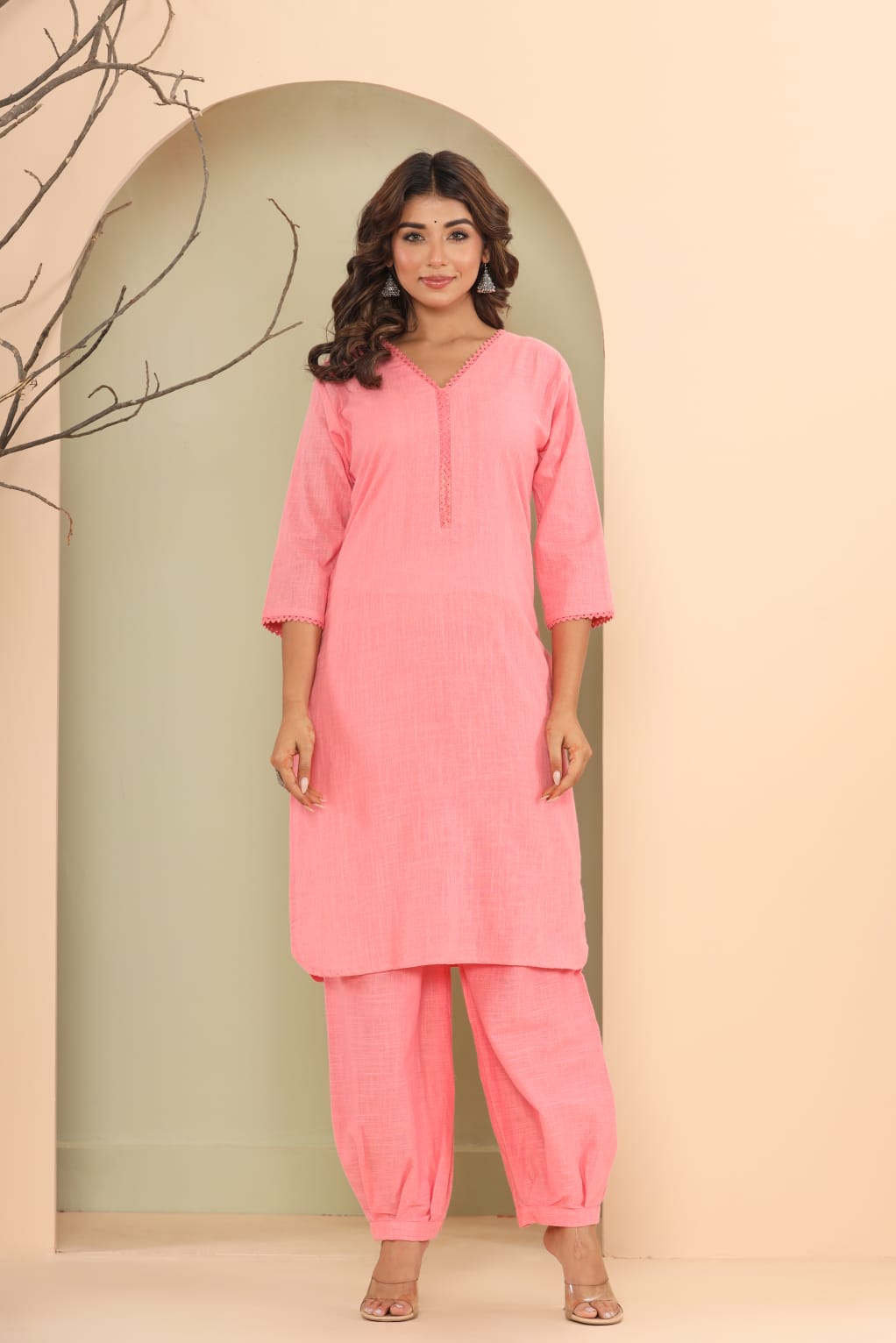 Monochrome Cotton Slub Kurta Pant Set