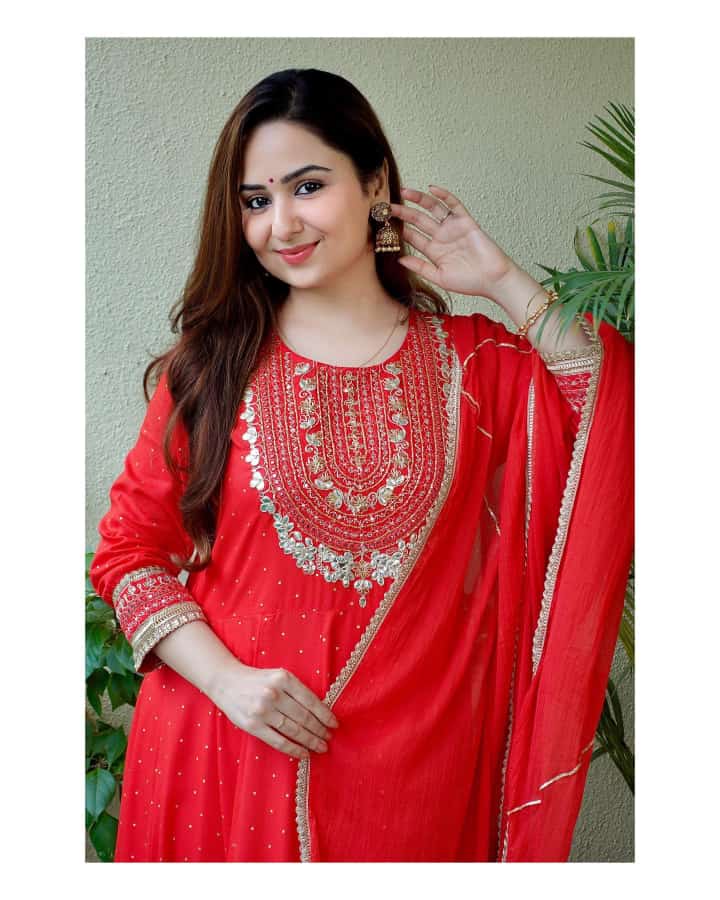 Rayon Print Flair Anarkali Kurti with Pant & Dupatta Set - Gotta Embroidery & Lace Details