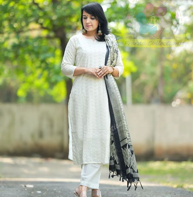 Cotton Chikankari Kurti Set with Dupatta