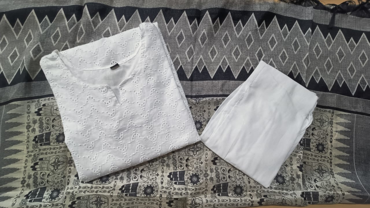 Cotton Chikankari Kurti Set with Dupatta