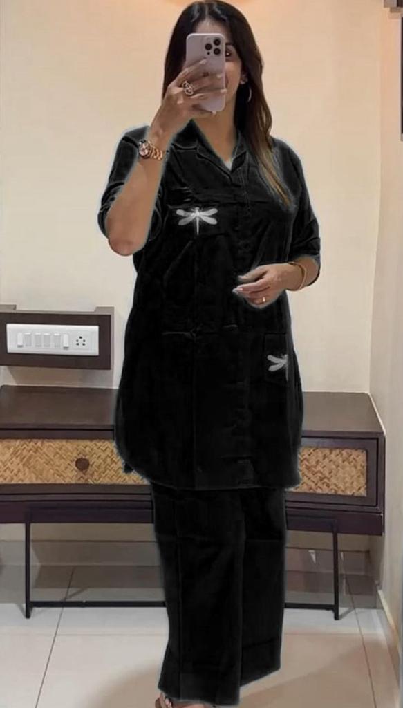 Black Cotton Co-Ord Set with Kurti and Palazzo